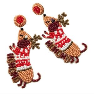 Weiner Dog Christmas earrings NWT
